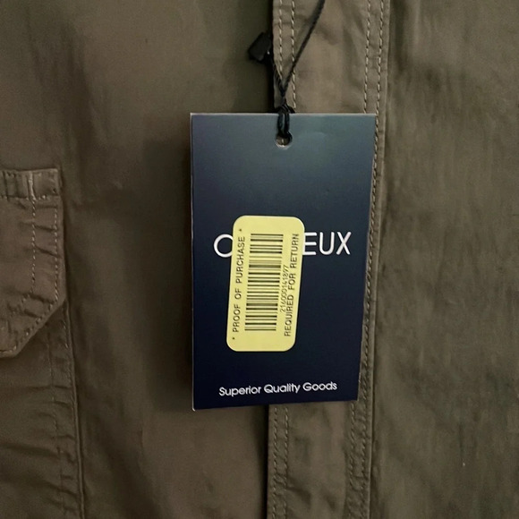 CHEMIEUX XXL NWT 100% cotton shirt. Olive w/pearl button down front, 2 pockets - Picture 4 of 8